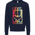 48th Birthday 48 Year Old Level Up Gamming Mens Sweatshirt Jumper Navy Blue