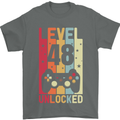 48th Birthday 48 Year Old Level Up Gamming Mens T-Shirt 100% Cotton Charcoal
