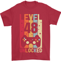48th Birthday 48 Year Old Level Up Gamming Mens T-Shirt 100% Cotton Red