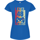 48th Birthday 48 Year Old Level Up Gamming Womens Petite Cut T-Shirt Royal Blue