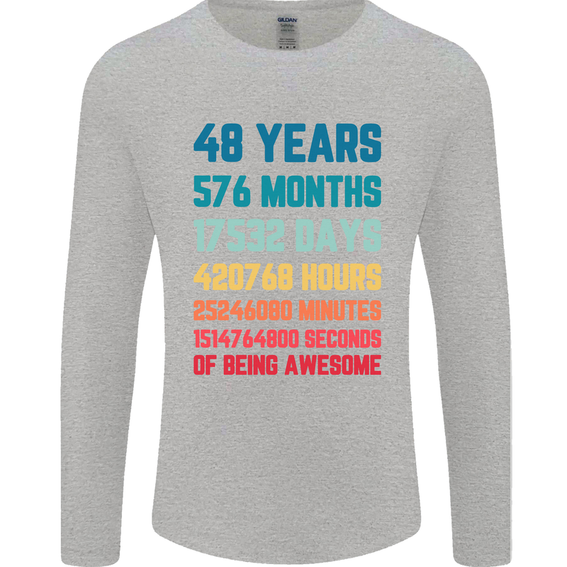 48th Birthday 48 Year Old Mens Long Sleeve T-Shirt Sports Grey