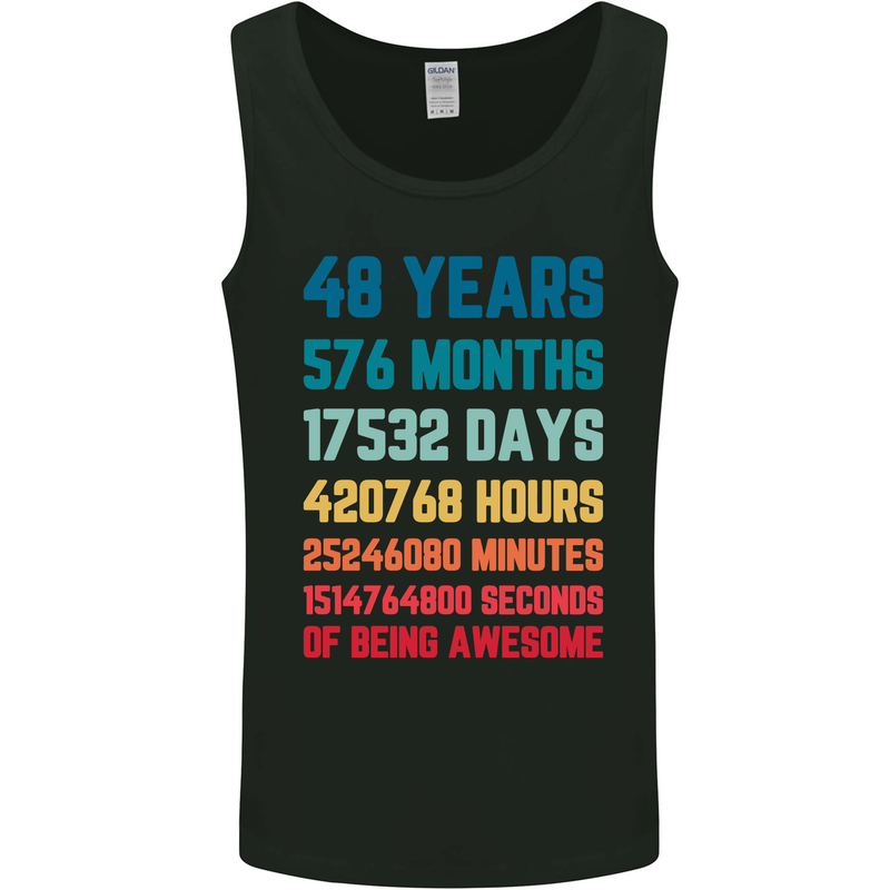 48th Birthday 48 Year Old Mens Vest Tank Top Black