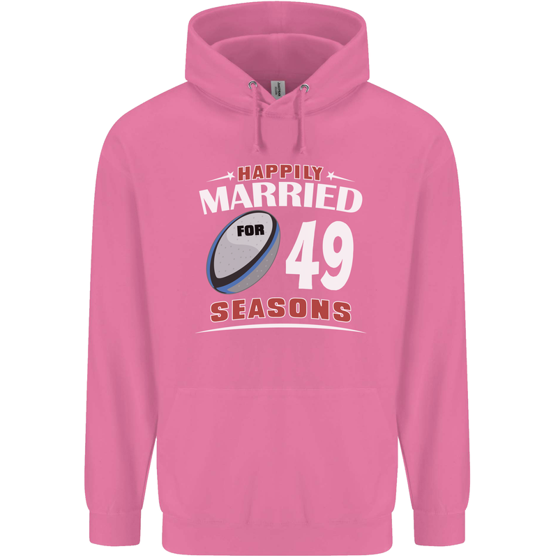 49 Year Wedding Anniversary 49th Rugby Mens 80% Cotton Hoodie Azelea