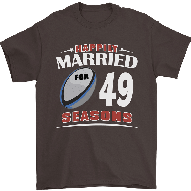 49 Year Wedding Anniversary 49th Rugby Mens T-Shirt 100% Cotton Dark Chocolate