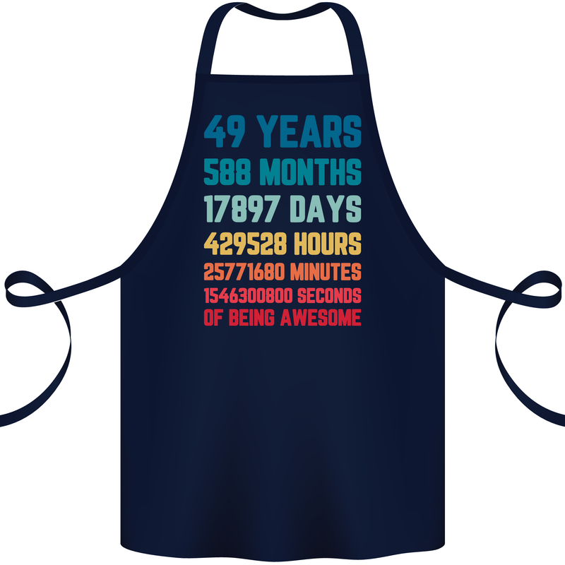 49th Birthday 49 Year Old Cotton Apron 100% Organic Navy Blue