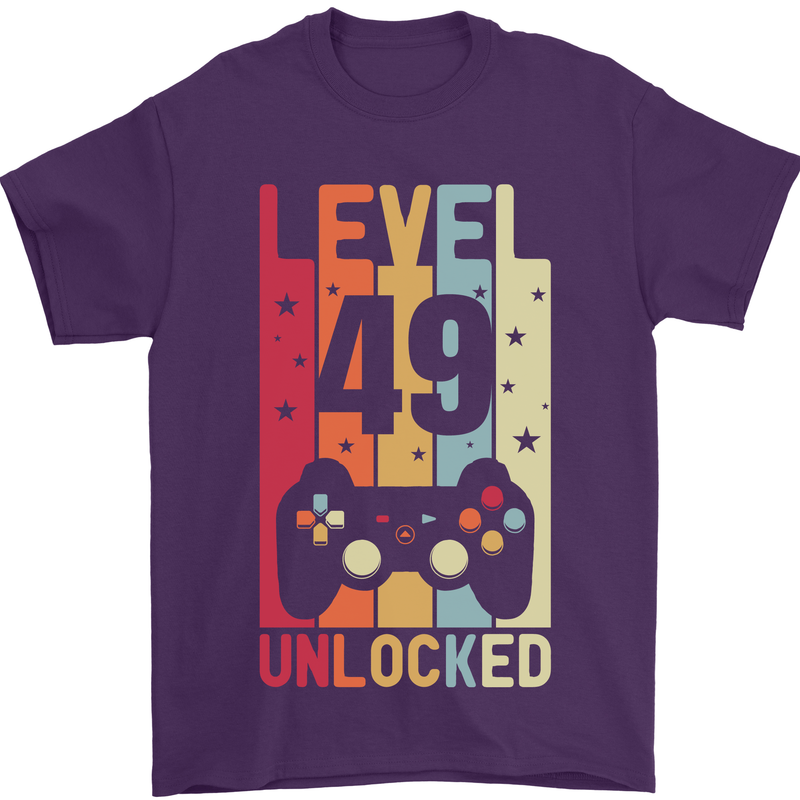 49th Birthday 49 Year Old Level Up Gamming Mens T-Shirt 100% Cotton Purple