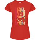 49th Birthday 49 Year Old Level Up Gamming Womens Petite Cut T-Shirt Red