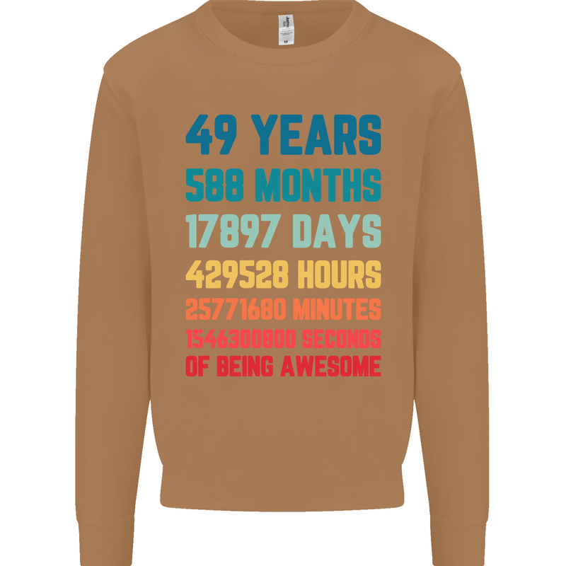 49th Birthday 49 Year Old Mens Sweatshirt Jumper Caramel Latte