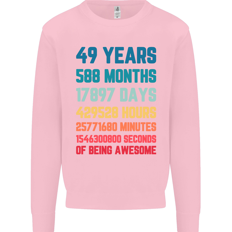 49th Birthday 49 Year Old Mens Sweatshirt Jumper Light Pink