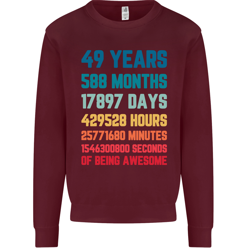 49th Birthday 49 Year Old Mens Sweatshirt Jumper Maroon
