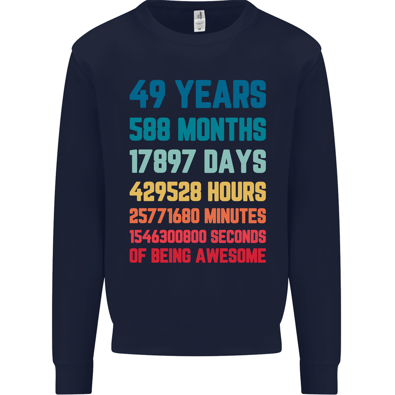 49th Birthday 49 Year Old Mens Sweatshirt Jumper Navy Blue