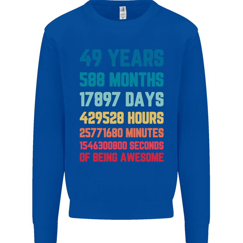 49th Birthday 49 Year Old Mens Sweatshirt Jumper Royal Blue