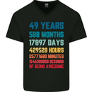 49th Birthday 49 Year Old Mens V-Neck Cotton T-Shirt Black