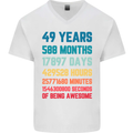 49th Birthday 49 Year Old Mens V-Neck Cotton T-Shirt White