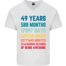49th Birthday 49 Year Old Mens V-Neck Cotton T-Shirt White