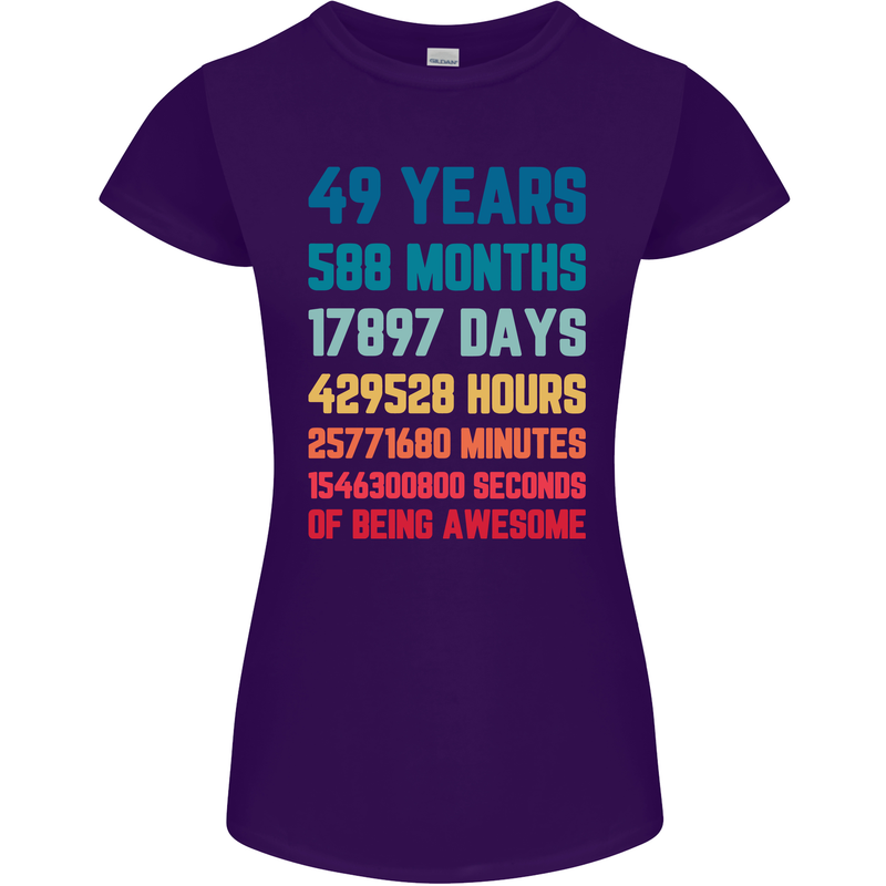 49th Birthday 49 Year Old Womens Petite Cut T-Shirt Purple