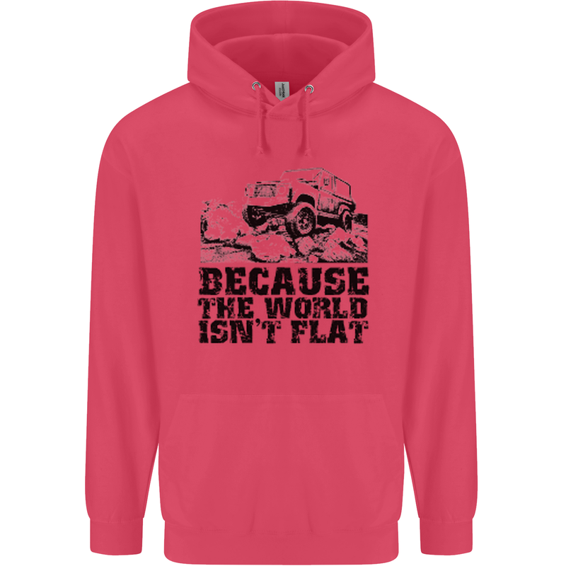 4X4 Because the World Isnt Flat Off Roading Childrens Kids Hoodie Heliconia
