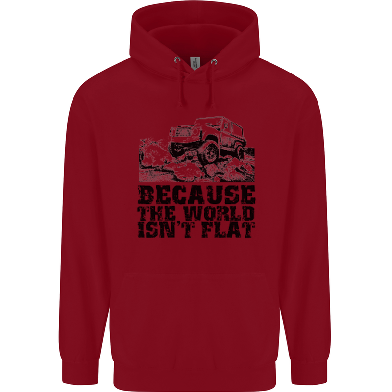 4X4 Because the World Isnt Flat Off Roading Childrens Kids Hoodie Red