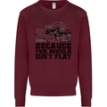 4X4 Because the World Isnt Flat Off Roading Mens Sweatshirt Jumper Maroon