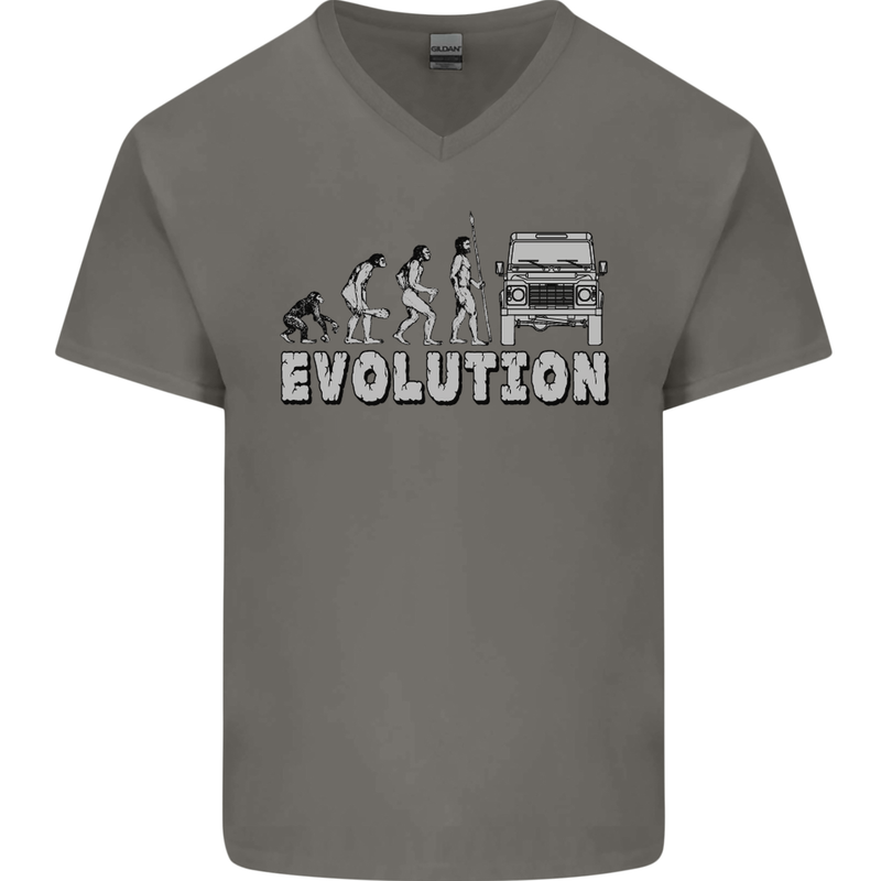 4X4 Evolution Off Road Roading Funny Mens V-Neck Cotton T-Shirt Charcoal