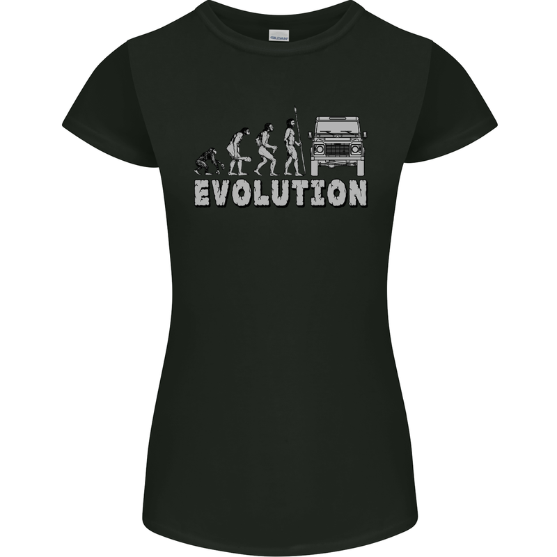 4X4 Evolution Off Road Roading Funny Womens Petite Cut T-Shirt Black