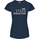 4X4 Evolution Off Road Roading Funny Womens Petite Cut T-Shirt Navy Blue