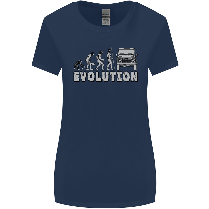 4X4 Evolution Off Road Roading Funny Womens Wider Cut T-Shirt Navy Blue
