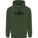 4X4 Heart Beat Pulse Off Road Roading Childrens Kids Hoodie Forest Green