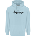 4X4 Heart Beat Pulse Off Road Roading Childrens Kids Hoodie Light Blue