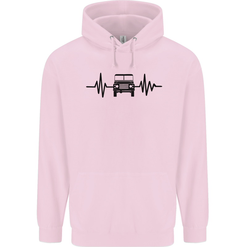 4X4 Heart Beat Pulse Off Road Roading Childrens Kids Hoodie Light Pink