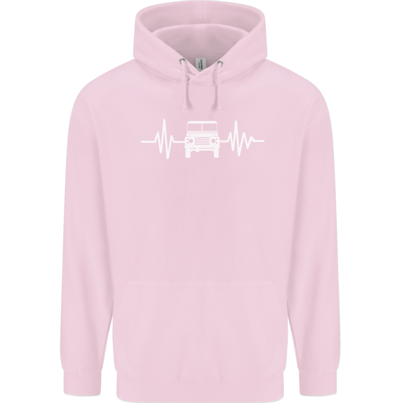 4X4 Heart Beat Pulse Off Road Roading Childrens Kids Hoodie Light Pink