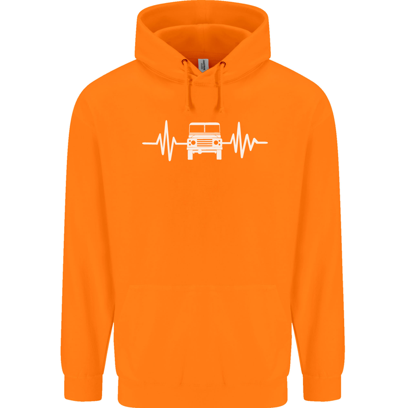 4X4 Heart Beat Pulse Off Road Roading Childrens Kids Hoodie Orange