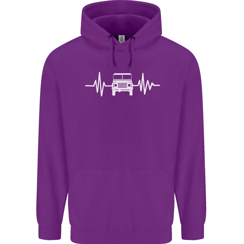 4X4 Heart Beat Pulse Off Road Roading Childrens Kids Hoodie Purple