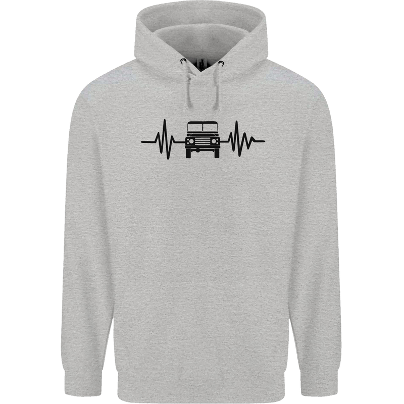 4X4 Heart Beat Pulse Off Road Roading Childrens Kids Hoodie Sports Grey