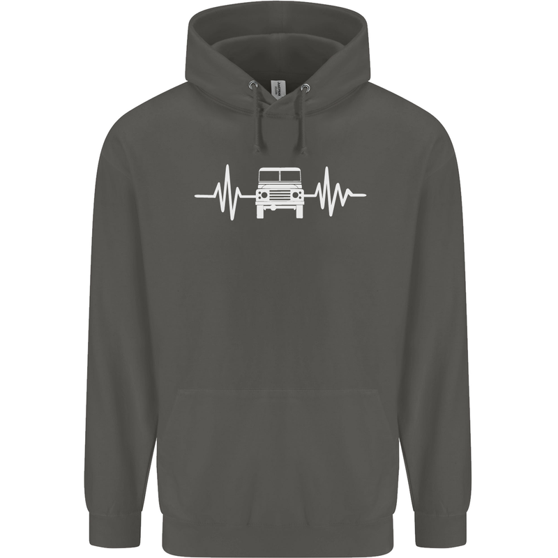 4X4 Heart Beat Pulse Off Road Roading Childrens Kids Hoodie Storm Grey