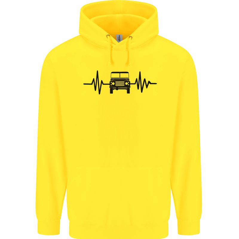 4X4 Heart Beat Pulse Off Road Roading Childrens Kids Hoodie Yellow