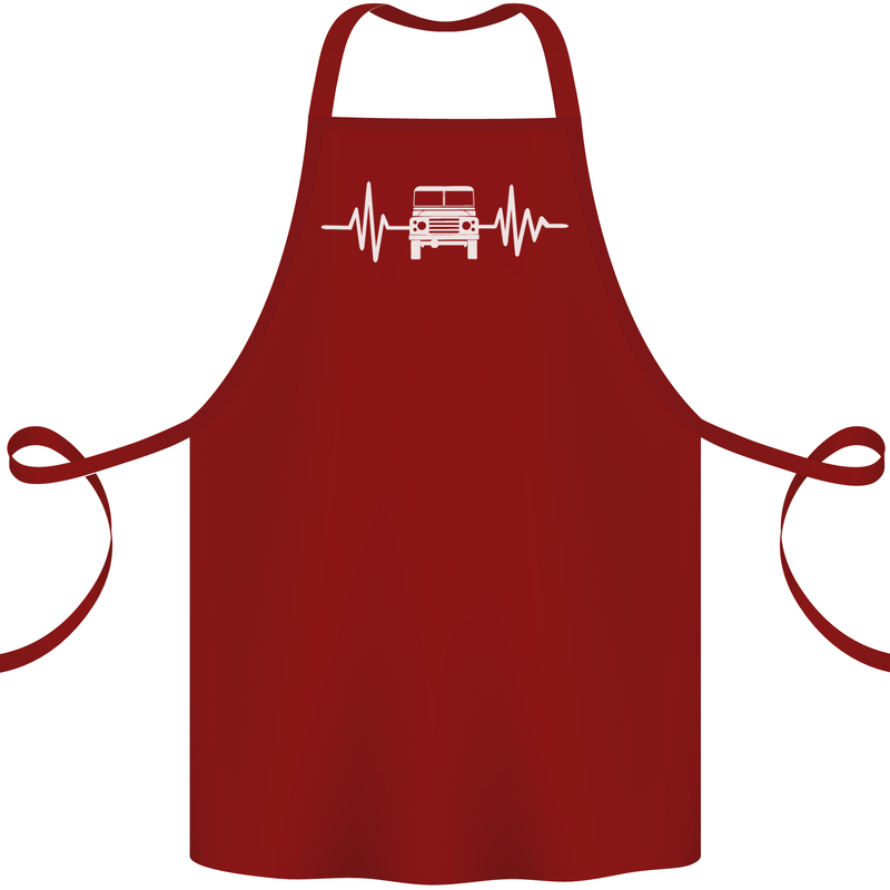 4X4 Heart Beat Pulse Off Road Roading Cotton Apron 100% Organic Maroon