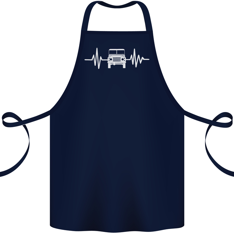 4X4 Heart Beat Pulse Off Road Roading Cotton Apron 100% Organic Navy Blue