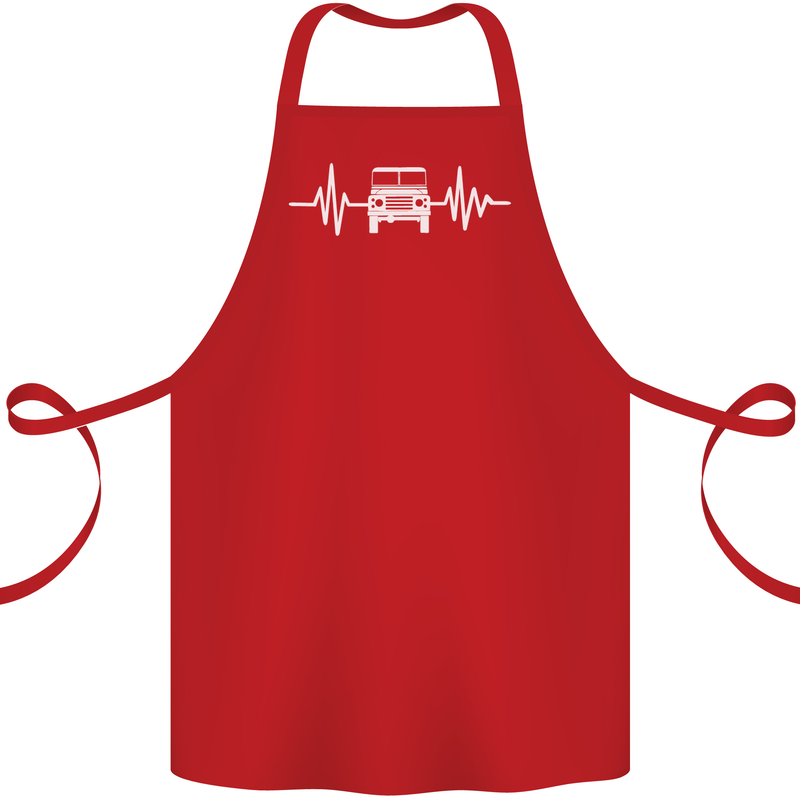 4X4 Heart Beat Pulse Off Road Roading Cotton Apron 100% Organic Red