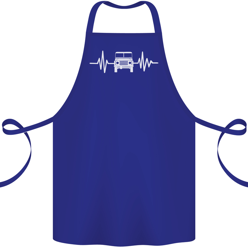 4X4 Heart Beat Pulse Off Road Roading Cotton Apron 100% Organic Royal Blue