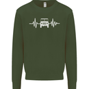 4X4 Heart Beat Pulse Off Road Roading Kids Sweatshirt Jumper Forest Green