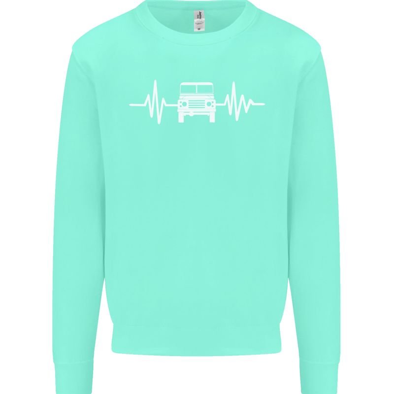 4X4 Heart Beat Pulse Off Road Roading Kids Sweatshirt Jumper Peppermint