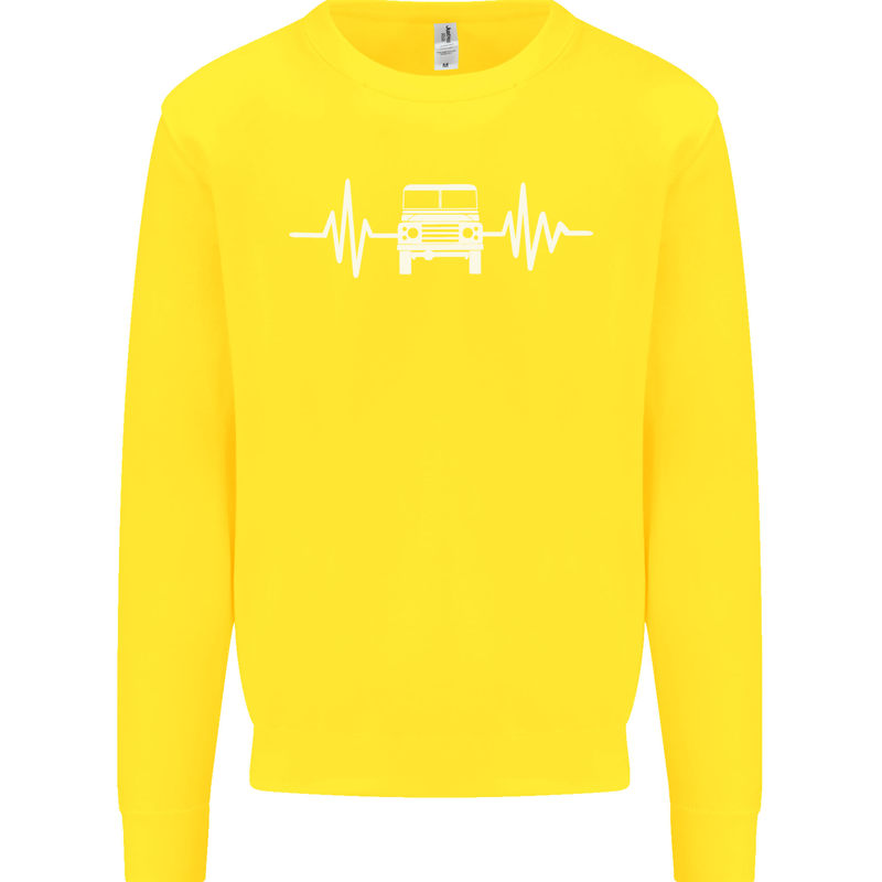 4X4 Heart Beat Pulse Off Road Roading Kids Sweatshirt Jumper Yellow
