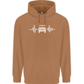 4X4 Heart Beat Pulse Off Road Roading Mens 80% Cotton Hoodie Caramel Latte