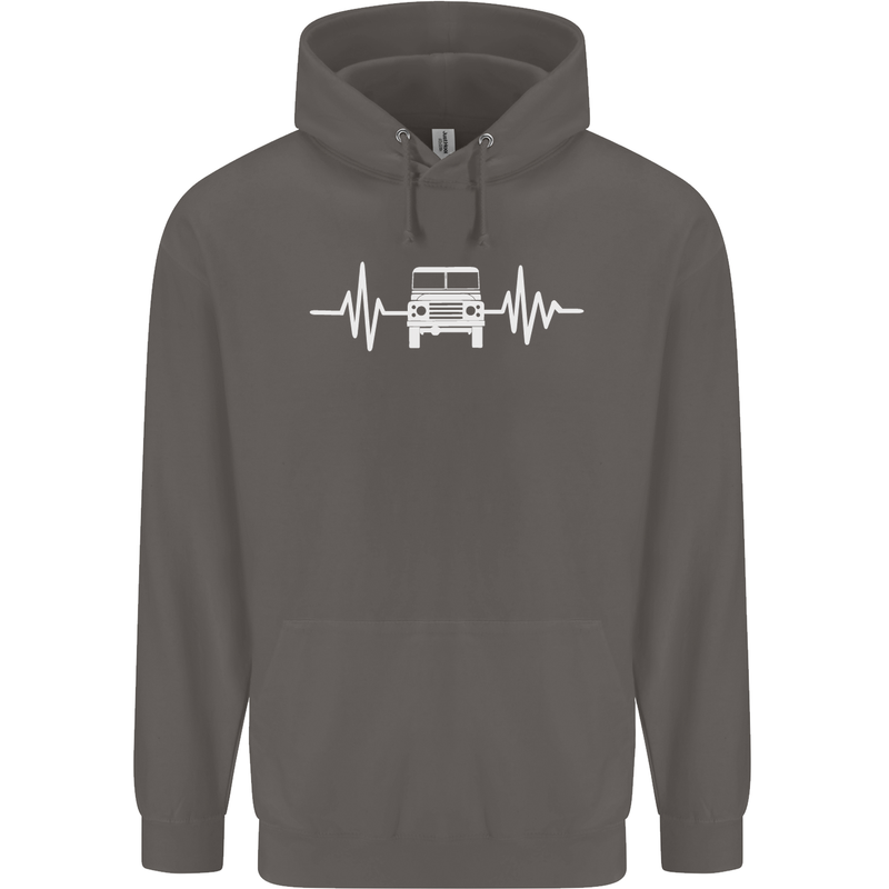 4X4 Heart Beat Pulse Off Road Roading Mens 80% Cotton Hoodie Charcoal