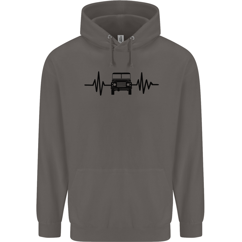 4X4 Heart Beat Pulse Off Road Roading Mens 80% Cotton Hoodie Charcoal