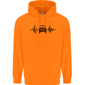 4X4 Heart Beat Pulse Off Road Roading Mens 80% Cotton Hoodie Orange