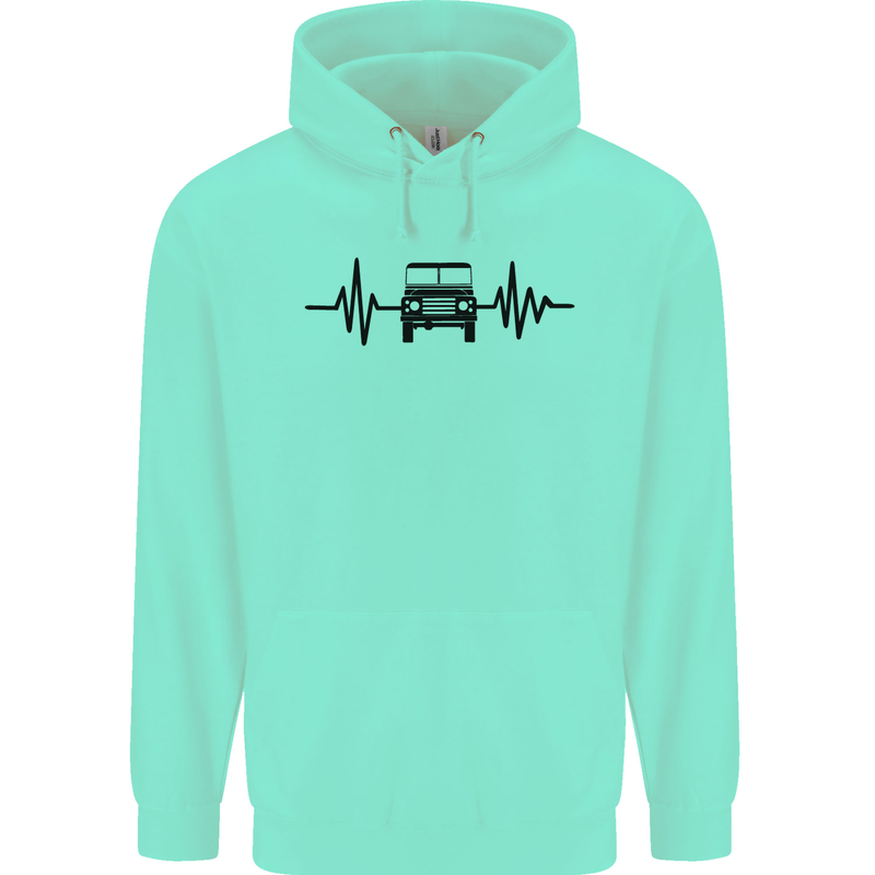4X4 Heart Beat Pulse Off Road Roading Mens 80% Cotton Hoodie Peppermint