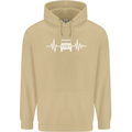 4X4 Heart Beat Pulse Off Road Roading Mens 80% Cotton Hoodie Sand