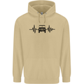 4X4 Heart Beat Pulse Off Road Roading Mens 80% Cotton Hoodie Sand